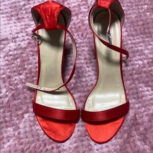 Elegant Red Satin Women's Heels